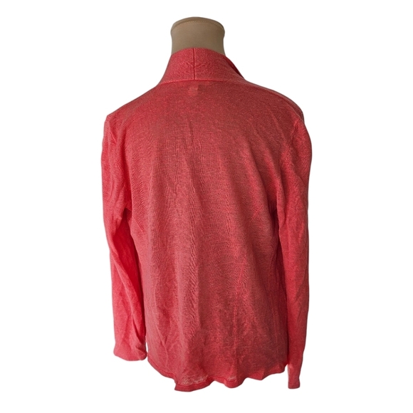 Eileen Fisher Lighweight Bright Peach Salmon Open Front Cardigan Sz PM - Picture 4 of 8